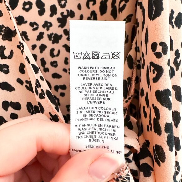 ASOS Leopard Animal Print Blouse Flowy Blush Pink Peach Dressy Going Out Top - Picture 5 of 5